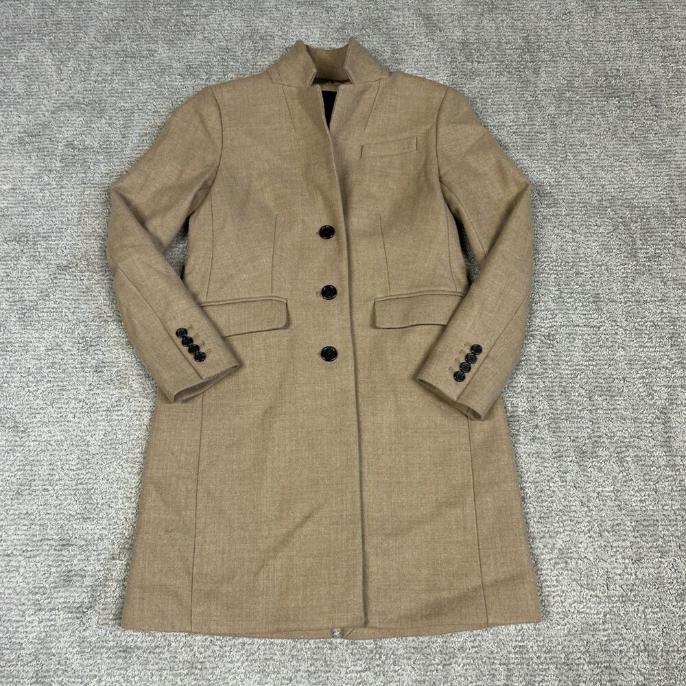 J Crew Regent Blazer Womens 0 Petite Wool Camel Lined Long Jacket Preppy